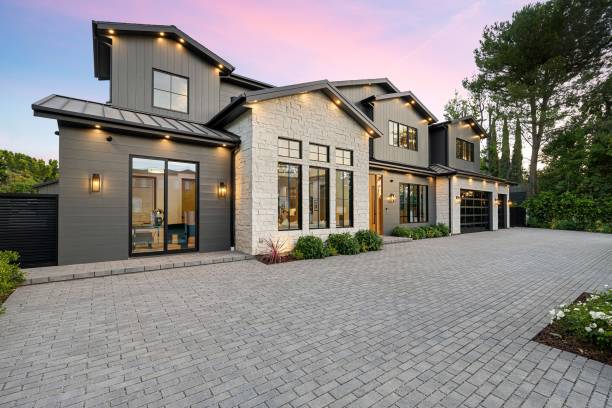 Premium block paved driveway at dusk — Preston